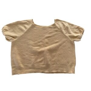 LC Lauren Conrad Pale Yellow Knit Short‎ Sleeve Puff Sleeve Sweater XL